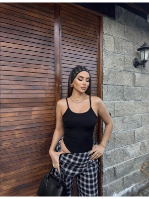 Siyah İp Askılı Zra Bodysuit