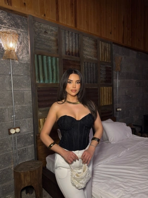 Siyah Korseli Dantel Zra Straplez Bralet