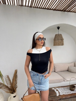 Siyah Kaşkorse İkli Bluz Takım