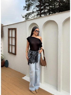 Siyah Dantelli Pareo