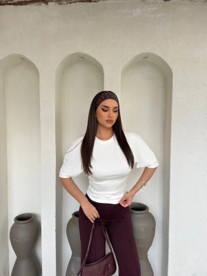 Beyaz Drapeli Modal Tshırt