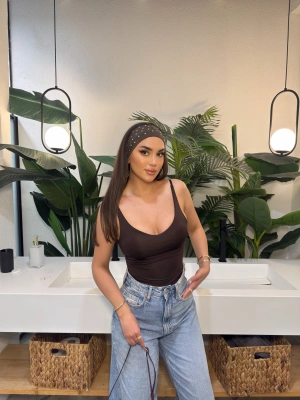 Kahverengi Ayarlanabilir Askılı Bodysuit