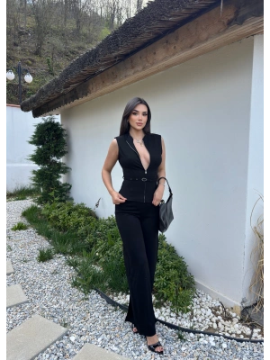 Siyah Çelik Kumaş Kemerli Premium Mng Takım