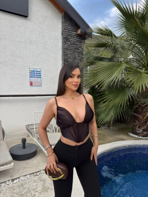 Acı Kahve Korseli Saten Büstiyer