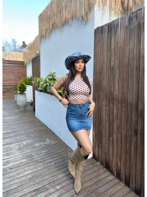 Mavi Slim Mini Kot Etek