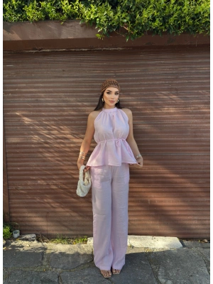 Pembe Beli Kuşaklı Premium Takım