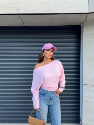 Pembe Kayık Yaka Bluz