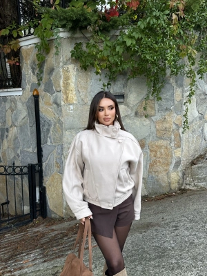 Bej Zra Model Kaşe Mont