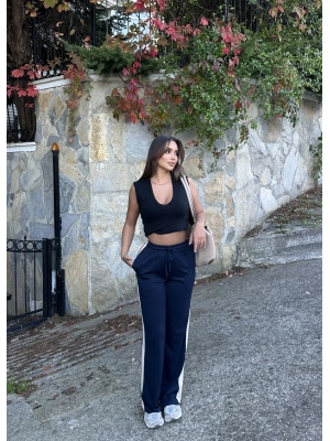 Lacivert Şeritli Eşofman Altı