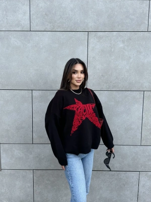 Siyah Star Oversize Triko