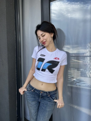 Beyaz Racing Babe Baskılı Tshırt