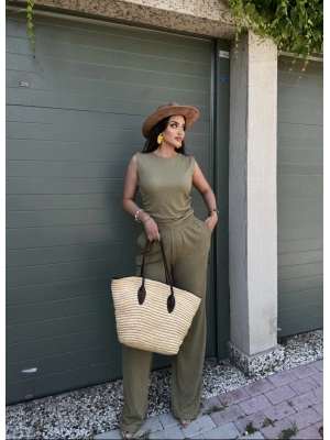 Haki Bisiklet Yaka Bürümcük Takım