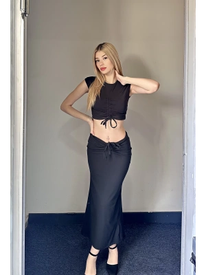 Siyah Büzgü Detay İkili Takım