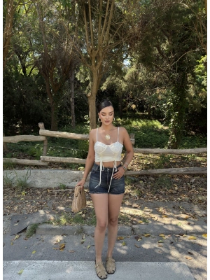 Yeşil Tint Kot Şort