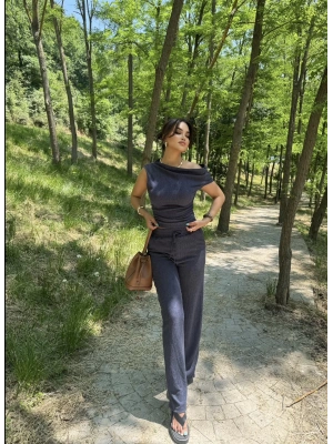 Lacivert Omuz Detay Alt Üst Takım