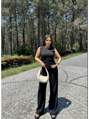 Siyah Bisiklet Yaka Bürümcük Takım