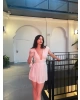 Beyaz Omuz Büzgü Şortlu Elbise