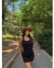 Siyah Boyundan Geçirmeli Basic Elbise