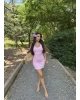 Pembe Boyundan Geçirmeli Basic Elbise