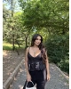 Siyah Askılı Düğme Detay Basic Bluz