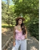 Pembe Askılı Düğme Detay Basic Bluz