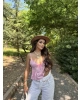 Pembe Askılı Düğme Detay Basic Bluz
