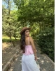 Pembe Askılı Düğme Detay Basic Bluz