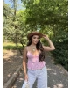 Pembe Askılı Düğme Detay Basic Bluz