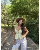 Sarı Askılı Düğme Detay Basic Bluz