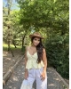 Sarı Askılı Düğme Detay Basic Bluz