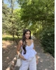 Beyaz Askılı Düğme Detay Basic Bluz