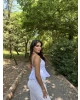 Beyaz Askılı Düğme Detay Basic Bluz
