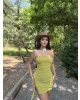 Yeşil Straplez Tasarım Elbise