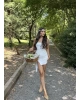 Beyaz Straplez Tasarım Elbise