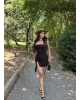 Siyah Straplez Tasarım Elbise