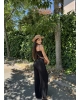 Siyah Beli Lastikli Bürümcük Pantolon