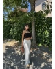 Beyaz Beli Lastikli Bürümcük Pantolon