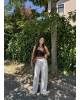 Beyaz Beli Lastikli Bürümcük Pantolon