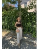 Bej Beli Lastikli Şalvar