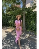 Pembe Ön Bağlamalı İkili Etek Takım