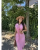 Pembe Ön Bağlamalı İkili Etek Takım