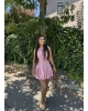 Pembe Bağlama Detay Tasarım Mini Elbise