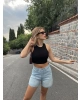 Mavi Taş Detay Kot Şort