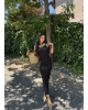 Siyah Uzun Askılı Bürümcük Elbise