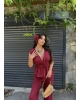 Bordo Keten Bağlamalı Takım