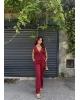 Bordo Keten Bağlamalı Takım