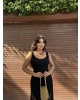 Siyah Kalın Askılı Dantelli Elbise