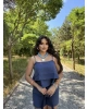 Lacivert Askılı Bluz Şort Takım