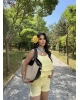 Sarı Askılı Bluz Şort Takım