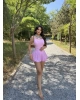 Pembe Askılı Şortlu Elbise